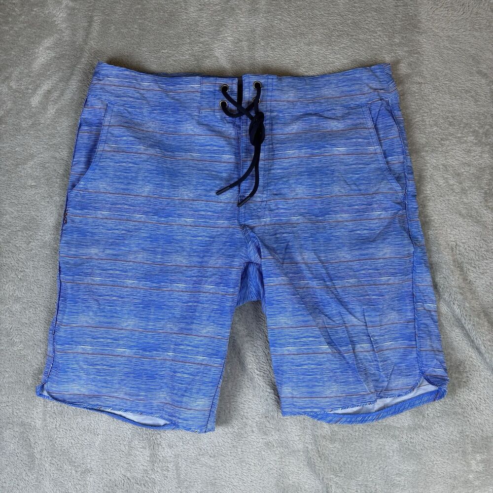 Rhone Board Shorts Mens 32 Blue Striped Lightweight Stretch